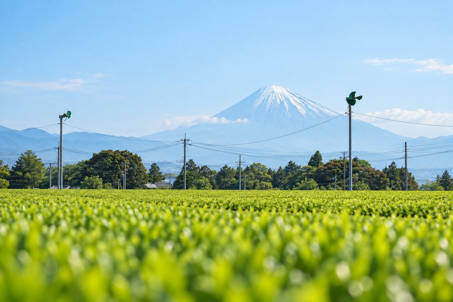 富士山を背にした荒畑園の大茶園